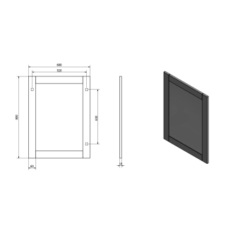 Aqualine FAVOLO zrkadlo v ráme 60x80cm, biela mat FV060