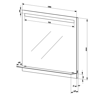 Aqualine LED podsvietené zrkadlo 100x80cm, sklenená polička, kolískový vypínač ATH55