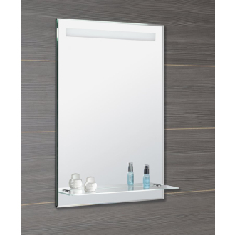 Aqualine LED podsvietené zrkadlo 60x80cm, sklenená polička, kolískový vypínač ATH53