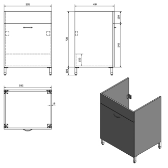 Aqualine Skrinka pod výlevku 59,5x70x49,4cm, biela 57035