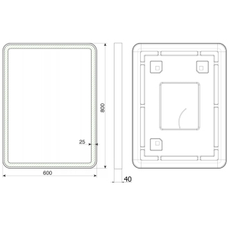 VENERO zrkadlo s LED osvetlením 60x80cm, čierna VR260