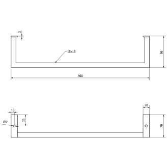 HANG držiak uterákov pod umývadlo 460x98mm, čierna mat