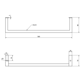 HANG držiak uterákov pod umývadlo 560x98mm, čierna mat