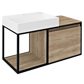 SKARA umývadlová skrinka 100x49, 5x46, 5cm, čierna mat/dub Alabama CG004-2222