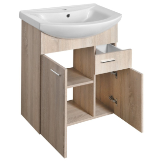 Aqualine ZOJA umývadlová skrinka 61,5x74x32cm, 2x dvierka, 1x zásuvka, dub platín 51165