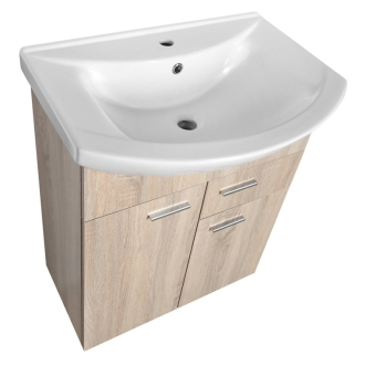 Aqualine ZOJA umývadlová skrinka 61,5x74x32cm, 2x dvierka, 1x zásuvka, dub platín 51165