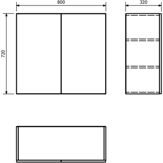 Aqualine TERNO skrinka horná s 2 dvierkami, 80x72x30 cm, dub emporio AKD81