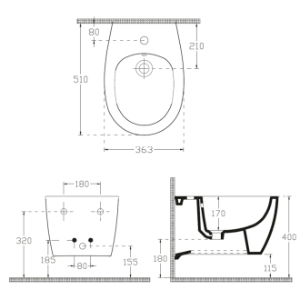 SENTIMENTI bidet závesný, 36x51cm, biela (SmartFixPlus) 10AR41010SV