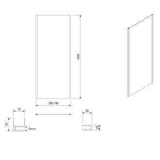 AMADEO obdĺžnikový sprchovací kút 1200x800 mm, L/P variant, Brick sklo BTS120BTP80