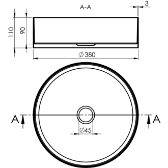 AURUM nerezové umývadlo, priemer 38 cm, vrátane výpuste, ružové zlato AU301