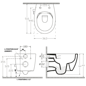 SENTIMENTI závesná WC misa, Rimless, bidet. spŕška, 36x51 cm, biela 10ARS1010