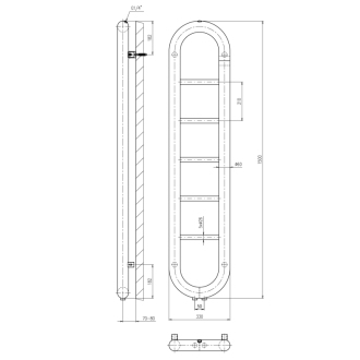 HORIZON vykurovacie teleso 330x1500 mm, čierna mat IR195