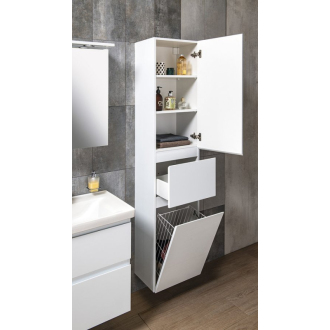 Aqualine ALTAIR vysoká skrinka s košom 40x184x31cm, pravá, biela AI185R