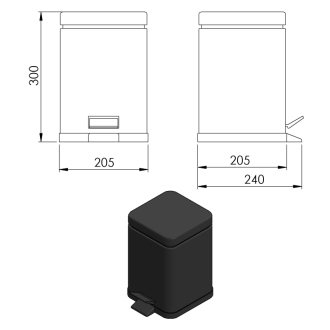 ARGENTA odpadkový kôš 5l, Soft Close, čierna mat 230914
