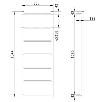 SHICK nástenný držiak uterákov 500x1344 mm, okrúhly, čierna mat SH500B