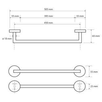 X-ROUND BLACK držiak na uteráky 450mm, čierna XR402B
