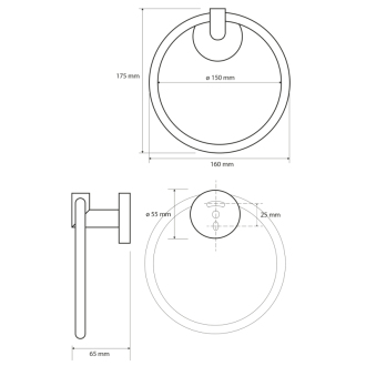 X-ROUND BLACK držiak uterákov kruh, čierna XR409B
