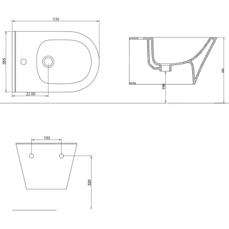 AVVA bidet závesný 35,5x53 cm, čierna mat 100324-110