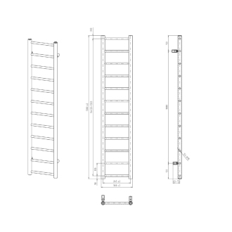DINA vykurovacie teleso 300x1380 mm, čierna mat IR373B