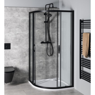 SIGMA SIMPLY BLACK štvrťkruhová sprchová zástena 1000x1000 mm, R550, číre sklo GS5510B