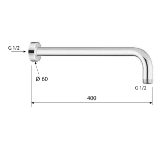 Sprchové ramienko okrúhle, 400 mm, biela mat BR514