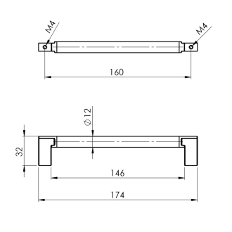 Úchytka rozteč 160mm, čierna mat