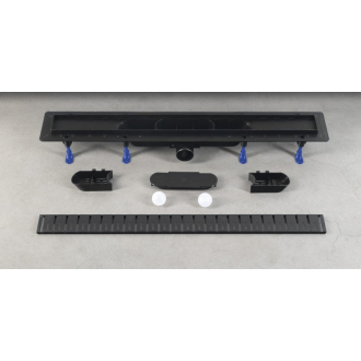 KLAVER BLACK sprchový kanálik s nerezovým roštom, superflow, DN50, 810x122x65 mm 73731B