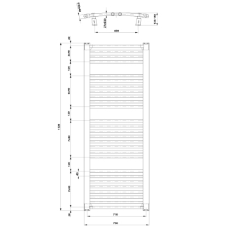 Aqualine ORBIT vykurovacie teleso s bočným pripojením 750x1320 mm, biela ILO37T