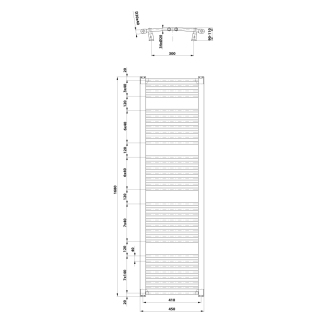 Aqualine ORBIT vykurovacie teleso s bočným pripojením 450x1680 mm, biela ILO64T