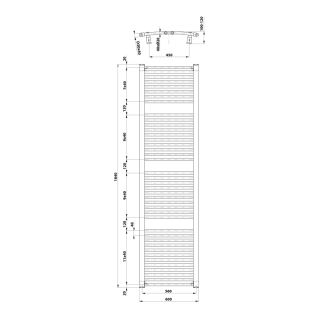 Aqualine ORBIT vykurovacie teleso s bočným pripojením 600x1850 mm, biela ILO86T