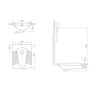 Aqualine AGADI WC turecké 50x61,5 cm, biela TU0586