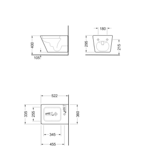 PORTO bidet závesný, 36x52 cm, biela PZ4015