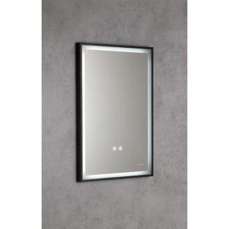 SORT zrkadlo s LED osvetlením 47x70cm, senzor, fólia anti-fog, čierna mat SJ047