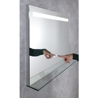 BRETO zrkadlo s LED osvetlením a poličkou, 80x60cm, senzor, fólia anti-fog, BE080
