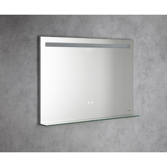 BRETO zrkadlo s LED osvetlením a poličkou, 100x70cm, senzor, fólia anti-fog, BE100
