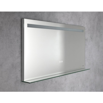 BRETO zrkadlo s LED osvetlením a poličkou, 120x60cm, senzor, fólia anti-fog, BE120