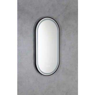 KEIRA oválne zrkadlo s LED osvetlením 45x90cm, senzor, fólia anti-fog, čierna mat KE045