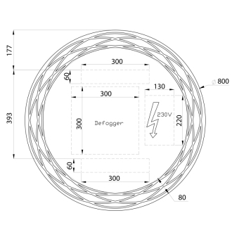 RINGO LED podsvietené zrkadlo so vzorom, ? 80cm, fólia anti-fog, 2700 ° K RI080