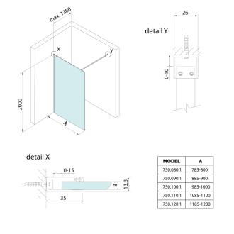 SPITZA sprchová zastena WALK-IN, 1200 mm 750.120.1