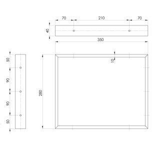 Podperná konzola 350x280x40mm, lakovaná oceľ, zlatá mat, 1 ks 30376