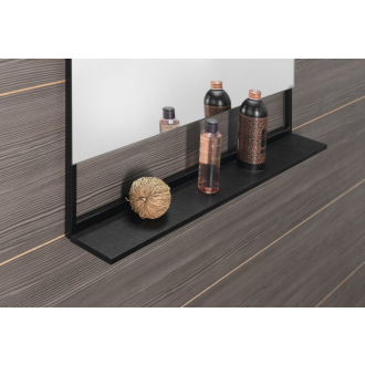 ERUPTA zrkadlo s poličkou a LED osvetlením 80x80x12cm, čierna mat ERU335