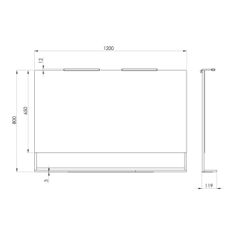 ERUPTA zrkadlo s poličkou a LED osvetlením 120x80x12cm, čierna mat ERU345