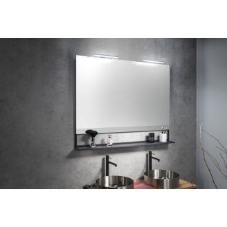ERUPTA zrkadlo s poličkou a LED osvetlením 120x80x12cm, čierna mat ERU345