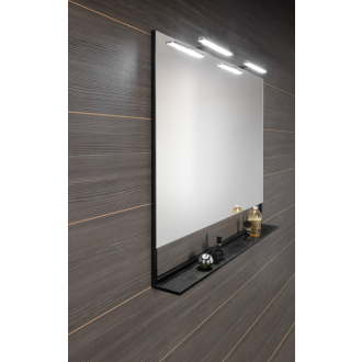 ERUPTA zrkadlo s poličkou a LED osvetlením 120x80x12cm, čierna mat ERU345