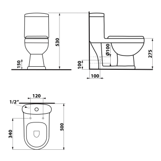 Aqualine PETIT WC kombi detské, zadný/spodný odpad, biela PT520