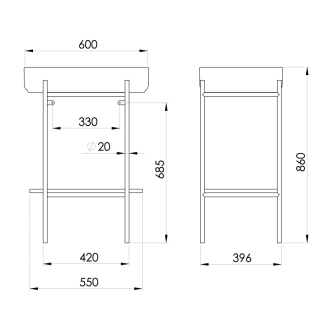 PUNO podstavec s umývadlom 600x860x396mm, čierna SKA590-2-01