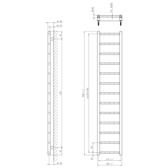 METRO LIGHT vykurovacie teleso 300x1500 mm, čierna mat IR446TB