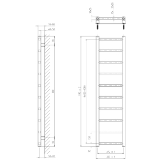 METRO LIGHT vykurovacie teleso 300x1140 mm, biela IR444T