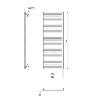 METRO-E elektrické vykurovacie teleso rovné 500x1340 mm, 500 W, biela