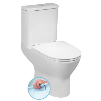 DARIO RIMLESS WC kombi misa s nádržkou, spodný/zadný odpad + sedátko, biela